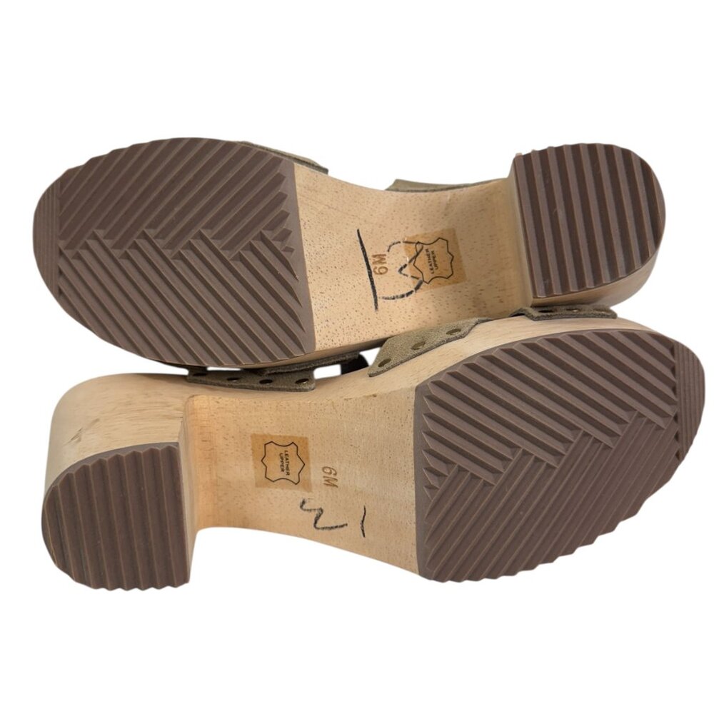 NWOT Loft Criss Cross Leather & Suede Clog Sandals Women's Size 6 - Picture 6 of 8